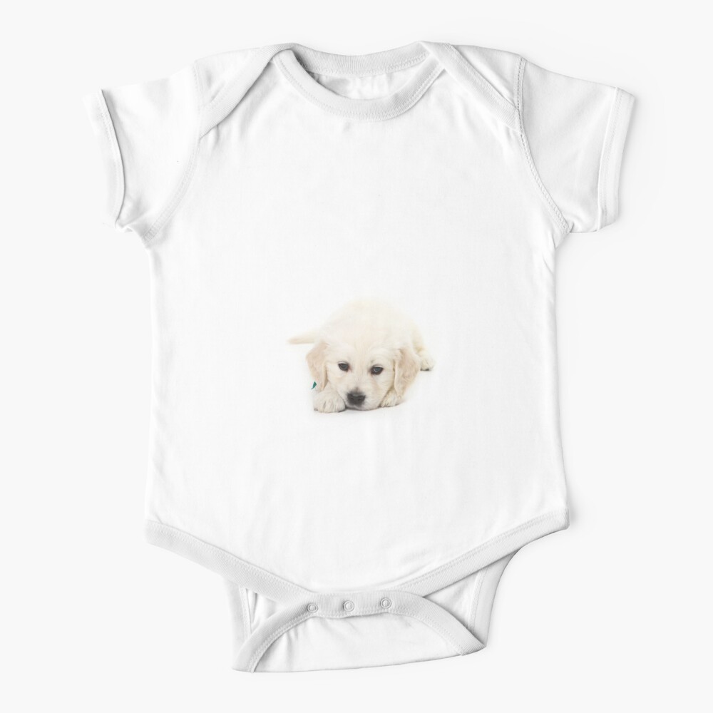 Cute Fluffy White Puppy Golden Retriever Labrador Baby One Piece By Utekhina Redbubble
