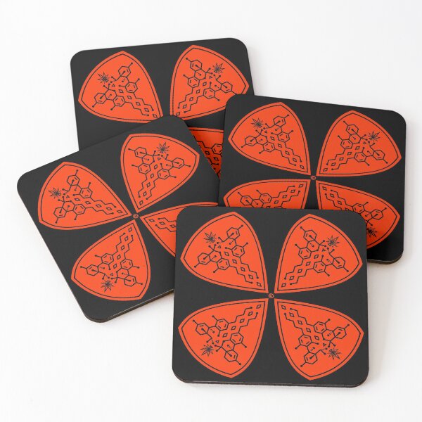 Item preview, Coaster Shields 001: Orange/Black ElixirSymbol© (THC:CBD Molecule Dots) designed and sold by Super-Funker.