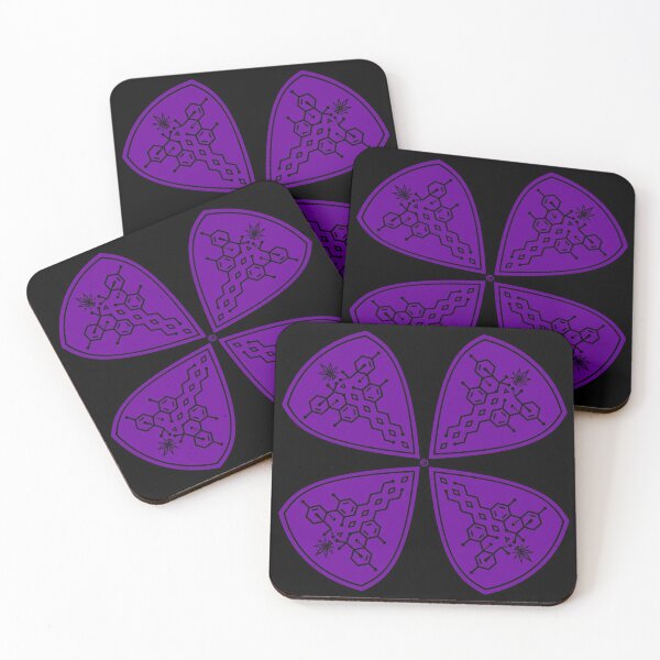 Item preview, Coaster Shields 001: Purple/Black ElixirSymbol© (THC:CBD Molecule Dots) designed and sold by Super-Funker.