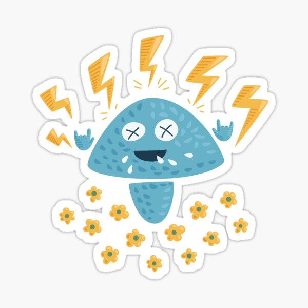 Heavy Metal Mushroom Funny Music Character Sticker