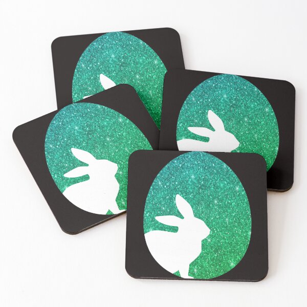Item preview, Easter Bunny Silhouette in Green Ombre Faux Glitter Easter Egg designed and sold by Felicity-K.