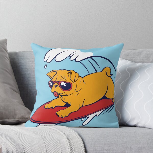 Artikelvorschau, Cooler Mops auf einem Boogie Board Cartoon entworfen und verkauft von SLAG-Creative.