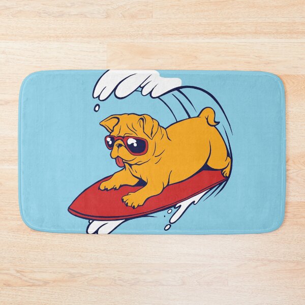 Item preview, Cool Pug on a Boogie Board Cartoon designed and sold by SLAG-Creative.