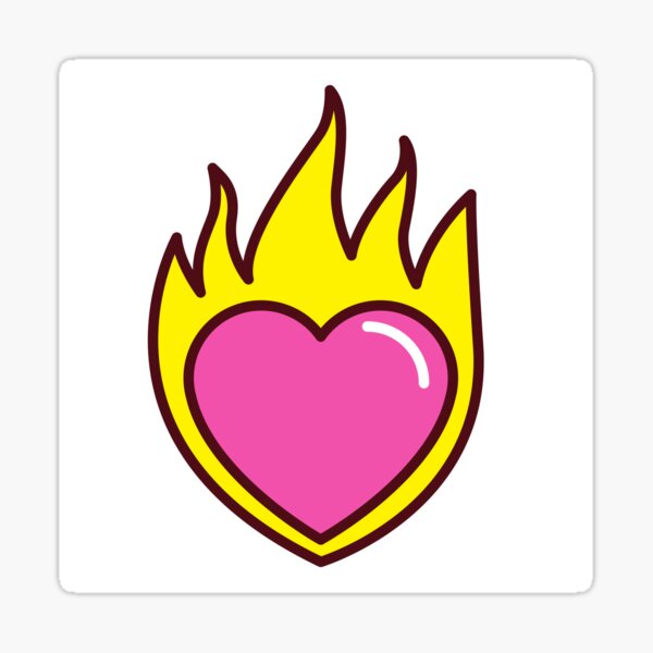 "Beautiful Pink Heart With Yellow Shades" Sticker for Sale by