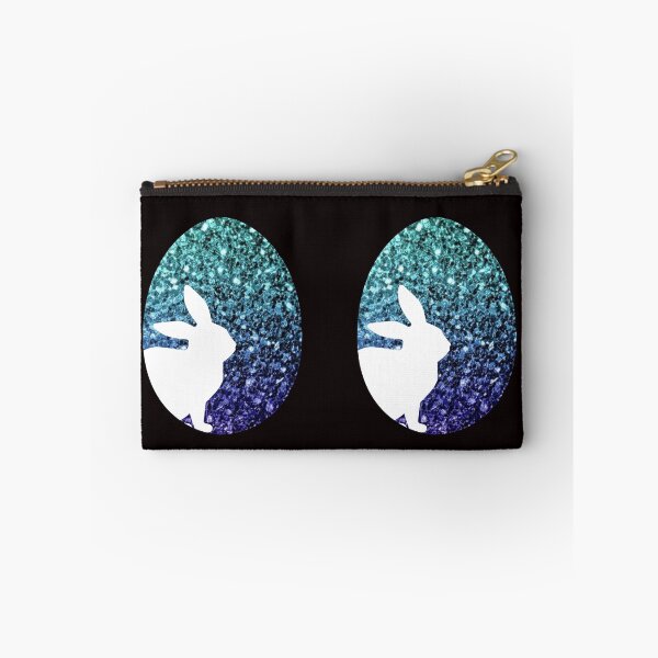 Artikelvorschau, Osterhasen-Silhouette in blaugrünem Ombre Faux Glitter Osterei entworfen und verkauft von Felicity-K.