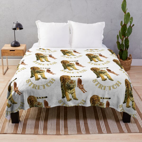 Item preview, Stretching exercise by a large tiger and a small cat - with gold text designed and sold by AnnaBBS.