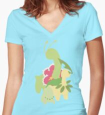 Chikorita Evolution Women's Fitted V-Neck T-Shirt