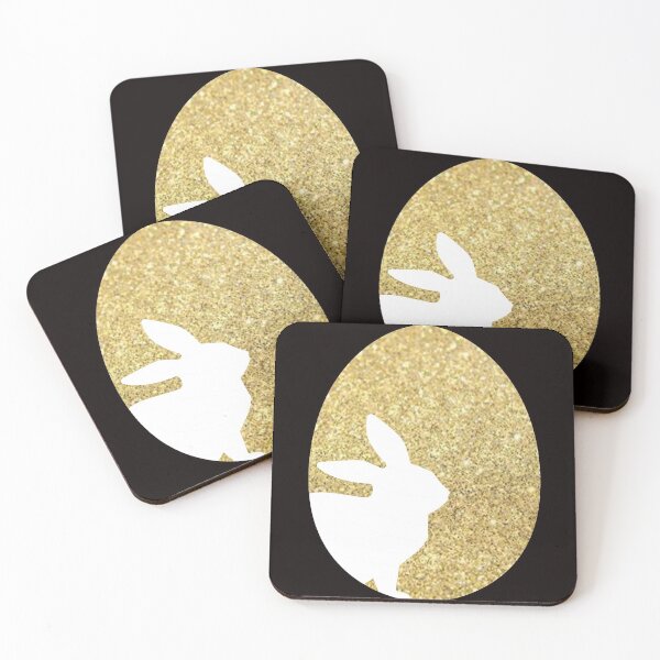 Item preview, Easter Bunny Silhouette in Gold Faux Glitter Easter Egg designed and sold by Felicity-K.