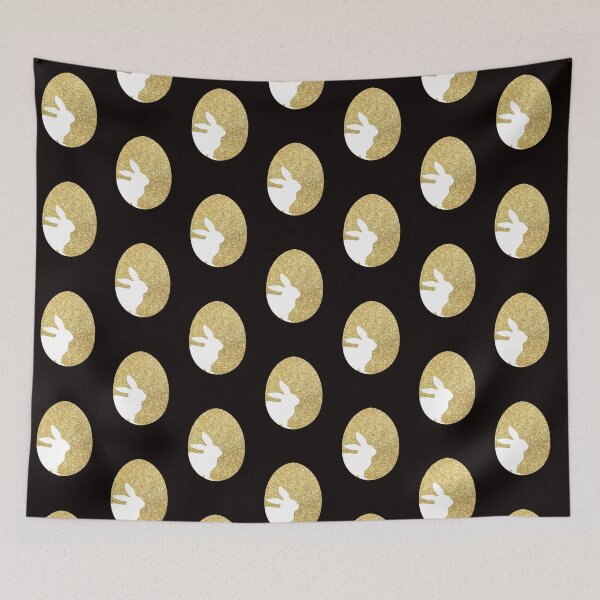 Item preview, Easter Bunny Silhouette in Gold Faux Glitter Easter Egg designed and sold by Felicity-K.