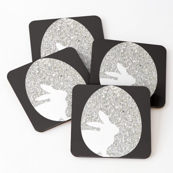 Item preview, Easter Bunny Silhouette in Silver Faux Glitter Easter Egg designed and sold by Felicity-K.