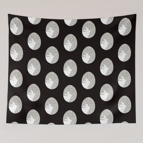 Item preview, Easter Bunny Silhouette in Silver Faux Glitter Easter Egg designed and sold by Felicity-K.