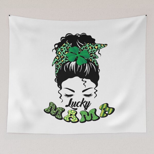 Item preview, Girl Face Messy Bun St patricks day Lucky mama designed and sold by RBG1933Tee.