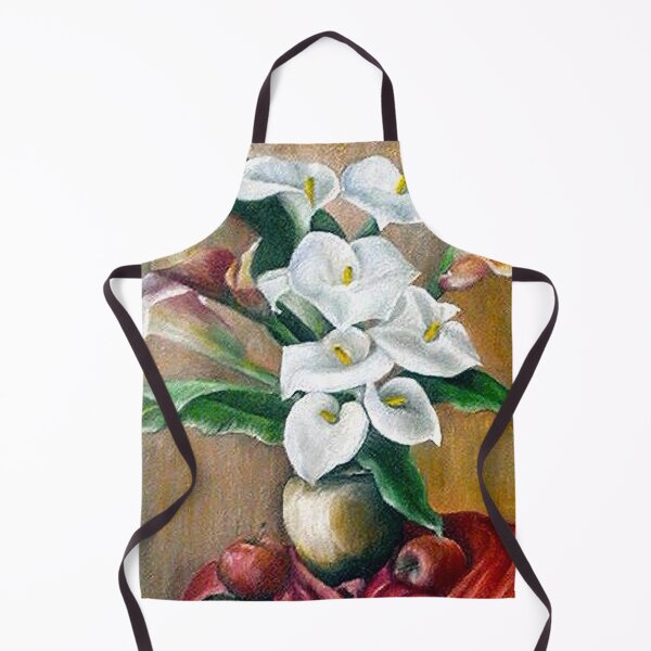 Item preview, ARUM LILIES APPLES AND RED DRAPERY, FINE ART PRINT STILL LIFE INSPIRED BY NATURE designed and sold by Adri Barnard.