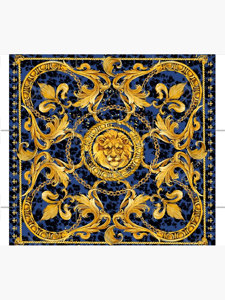 Disover golden lion and damask ornament. Shower Curtain