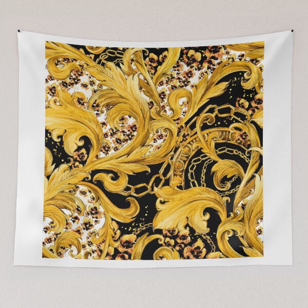 Item preview, golden lace seamless pattern. vintage curl watercolor background. luxury wallpaper designed and sold by Fayankova Alena.