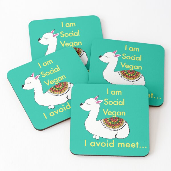 Item preview, Cute Llama- I am Social Vegan, I Avoid Meet. designed and sold by DizaArts.