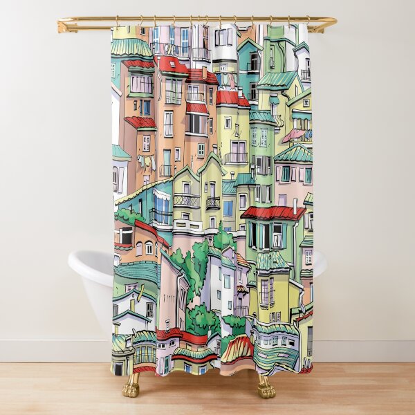 color old town,  kawaii ethnic pattern Shower Curtain