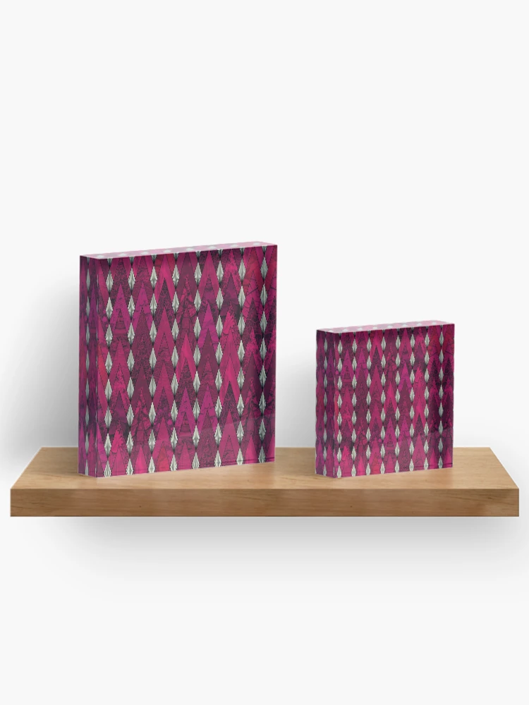 Thumbnail 3 of 5, Acrylic Block, Pink Geometric Pattern designed and sold by DifferentCreate.
