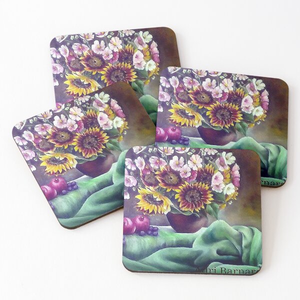 Item preview, COSMOS SUNFLOWERS AND FRUIT, FINE ART PRINT  STILL LIFE INSPIRED BY NATURE designed and sold by Adri Barnard.
