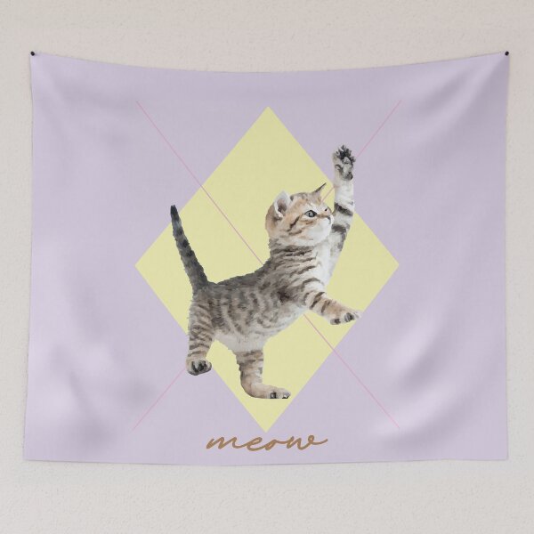 Item preview, Roaring Kitten Meow Meow (Purple, Yellow) designed and sold by riccagarden.