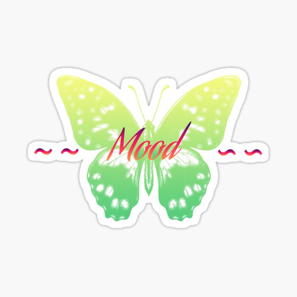 Orange red mood with green gradient butterfly Sticker