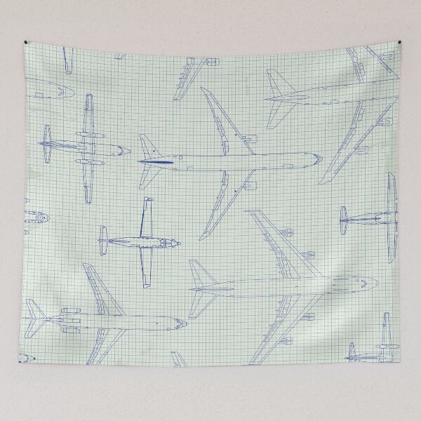 Item preview, Kobeh Alaska Aviation Line Art on Drafting Paper Blueline Sketch Rendering designed and sold by Kobeh.