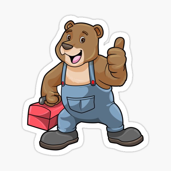 Artikel-Vorschau von Bär als Handwerker mit Werkzeugkiste, designt und verkauft von Snabdesign84.