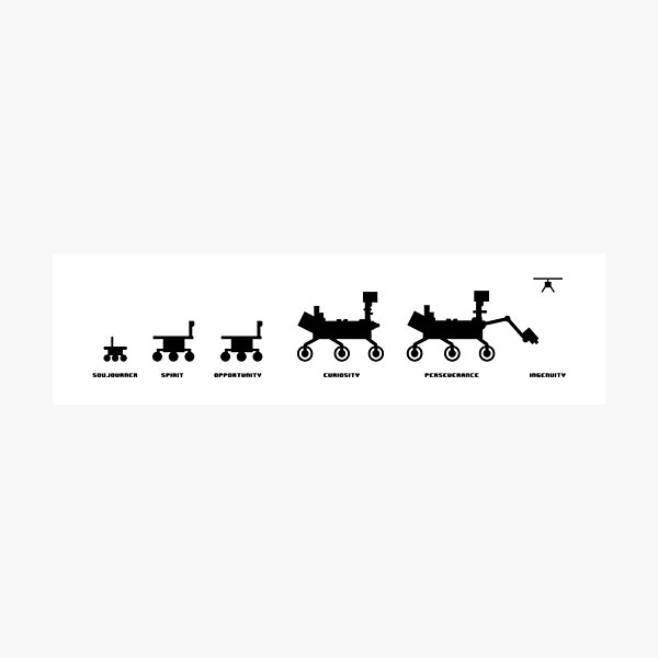 Mars Rovers Family Portrait - black Photographic Print