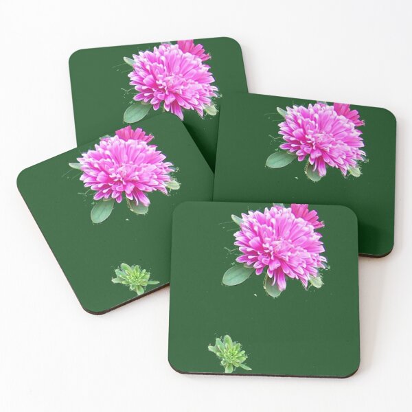 Item preview, One Pink Aster and Bud  Green Background designed and sold by DianeBP.