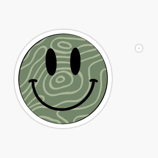 Green Swirl Smiley Face Sticker