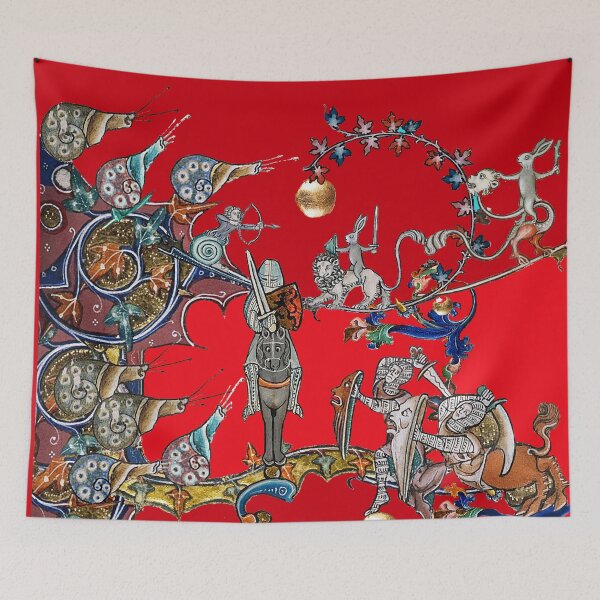 Item preview, WEIRD MEDIEVAL BESTIARY  WAR, KNIGHTS AND KILLER RABBITS FIGHTING WITH GIANT SNAILS Royal Red designed and sold by BulganLumini.