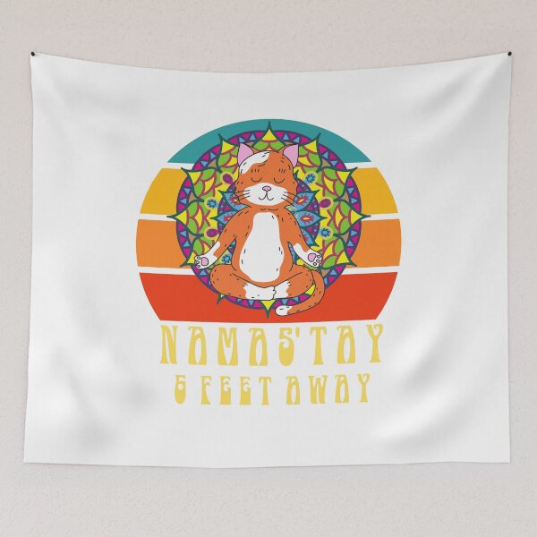 Item preview, Funny Yoga Cat Namaste 6 Feet Away designed and sold by Beluved.