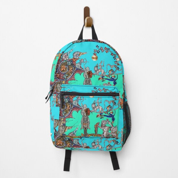 Item preview, WEIRD MEDIEVAL BESTIARY  WAR, KNIGHTS AND KILLER RABBITS FIGHTING WITH GIANT SNAILS Teal Blue Green designed and sold by BulganLumini.