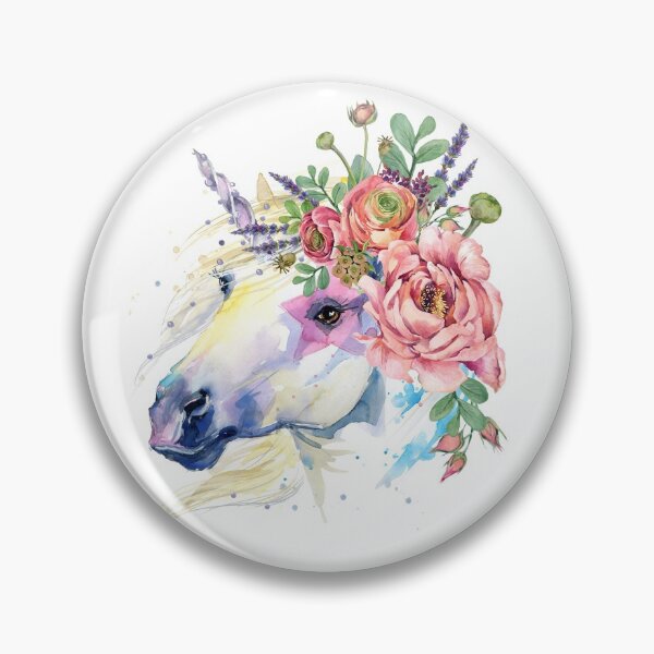Item preview, unicorn. watercolor flower bouquet illustration. fantasy background. white horse.  designed and sold by Fayankova Alena.