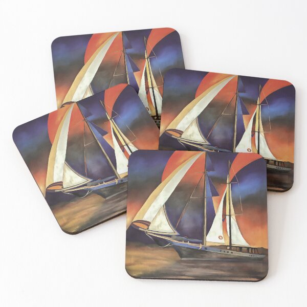 Item preview, Artistic Gulet Under Sail In Orange and Purple designed and sold by taiche.