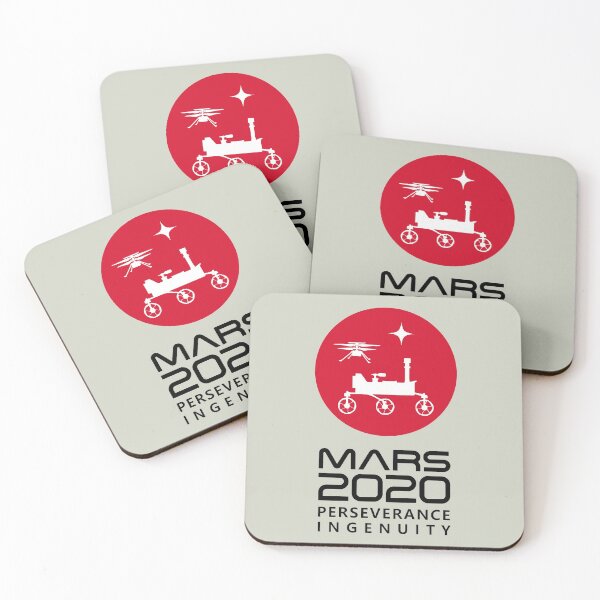 Item preview, Mars 2020 Perseverance rover & Ingenuity helicopter mission logo NASA (black) designed and sold by SolidEarthArt.