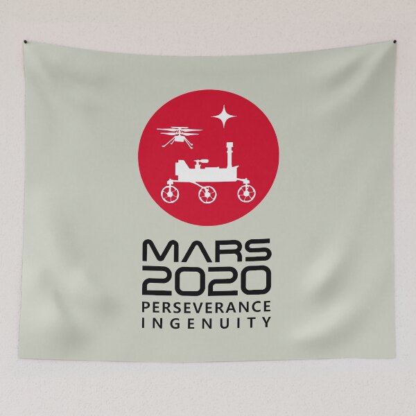 Item preview, Mars 2020 Perseverance rover & Ingenuity helicopter mission logo NASA (black) designed and sold by SolidEarthArt.
