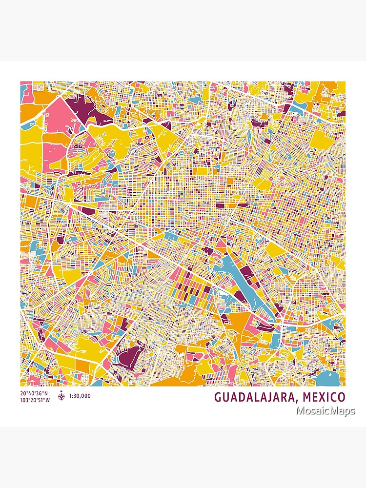 Disover Guadalajara Map, Map of Guadalajara Mexico Premium Matte Vertical Poster