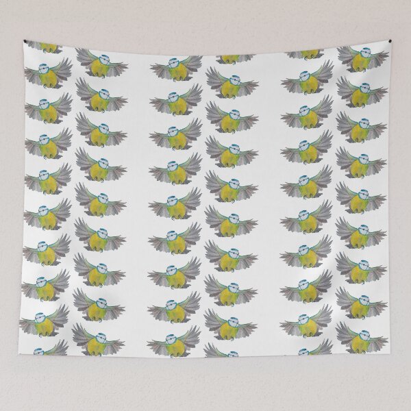 Item preview, Tits! Blue tits that is! Watercolour garden bird painting designed and sold by rosiebeeston.