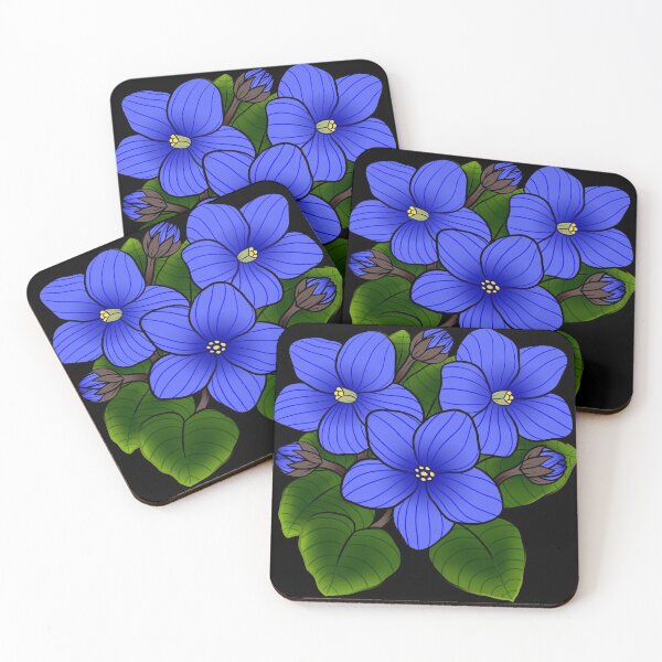 Item preview, Blue African Violets in Black designed and sold by leashonlife.