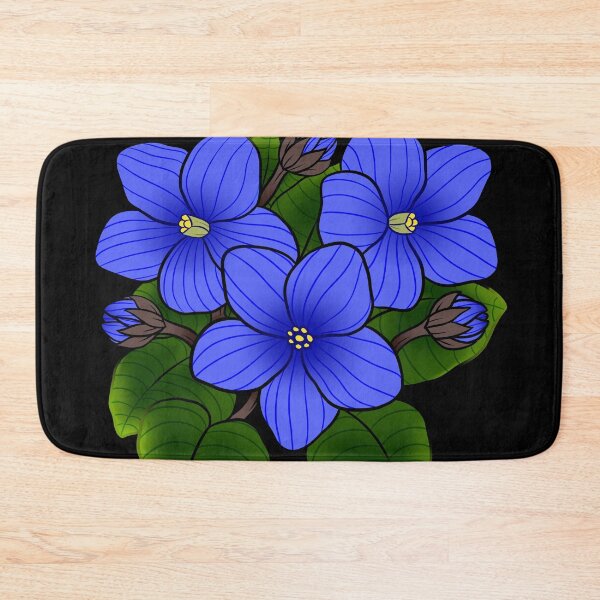 Item preview, Blue African Violets in Black designed and sold by leashonlife.