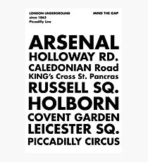 Piccadilly Line in Futura Photographic Print