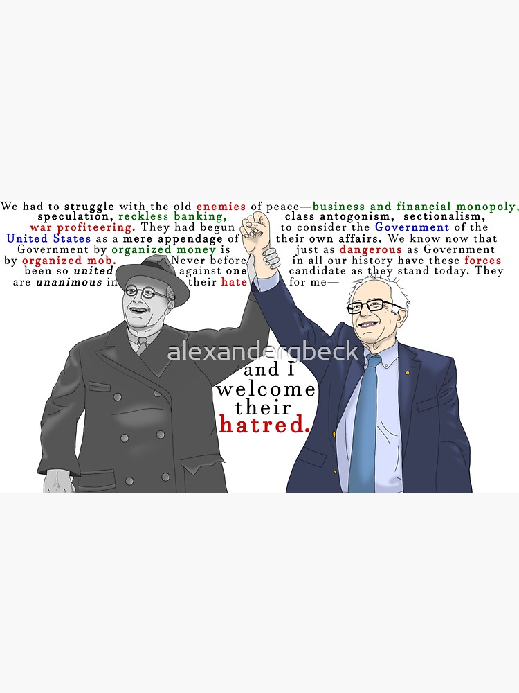 Thumbnail 3 von 3, Sticker, "Wir begrüßen ihren Hass." | Vollständiges Zitat V.2 | Franklin D. Roosevelt und Bernie Sanders designt und verkauft von alexandergbeck.