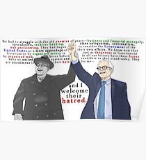 "We welcome their hatred." | Full Quote V.2 | Franklin D. Roosevelt & Bernie Sanders Poster