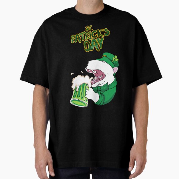 St Patricks Day Bull Terrier Oversized T-Shirt