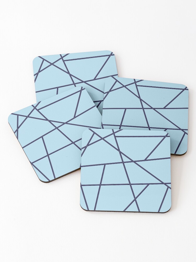 Thumbnail 1 of 5, Coasters (Set of 4), Blue Abstract Lines Pattern designed and sold by Gevovs.