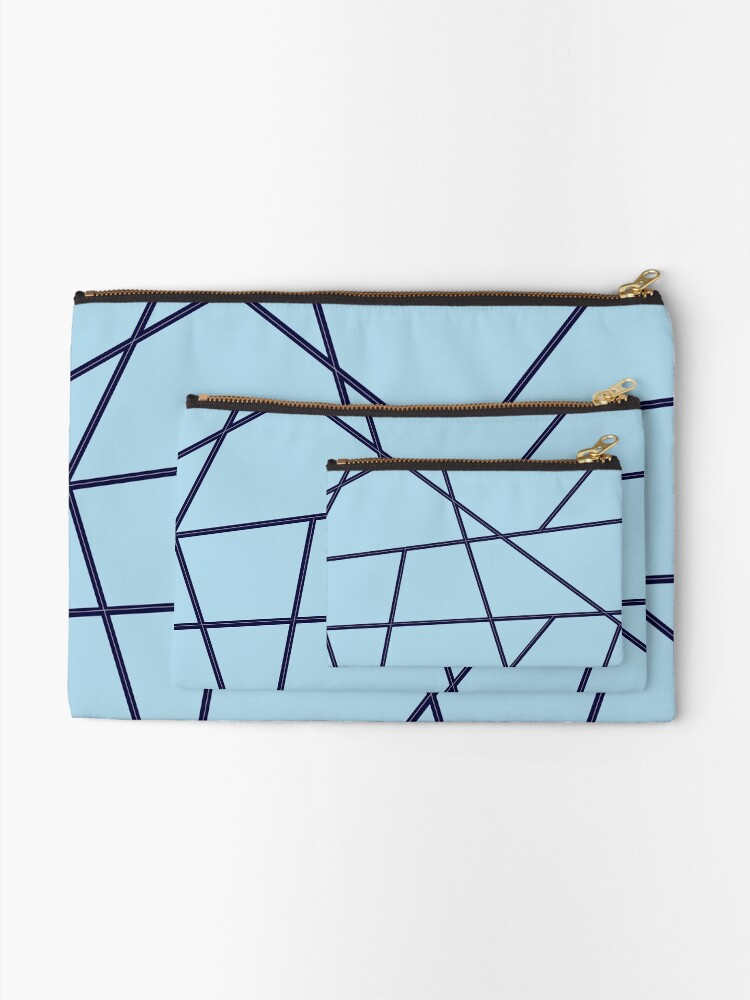 Thumbnail 2 of 4, Zipper Pouch, Blue Abstract Lines Pattern designed and sold by Gevovs.