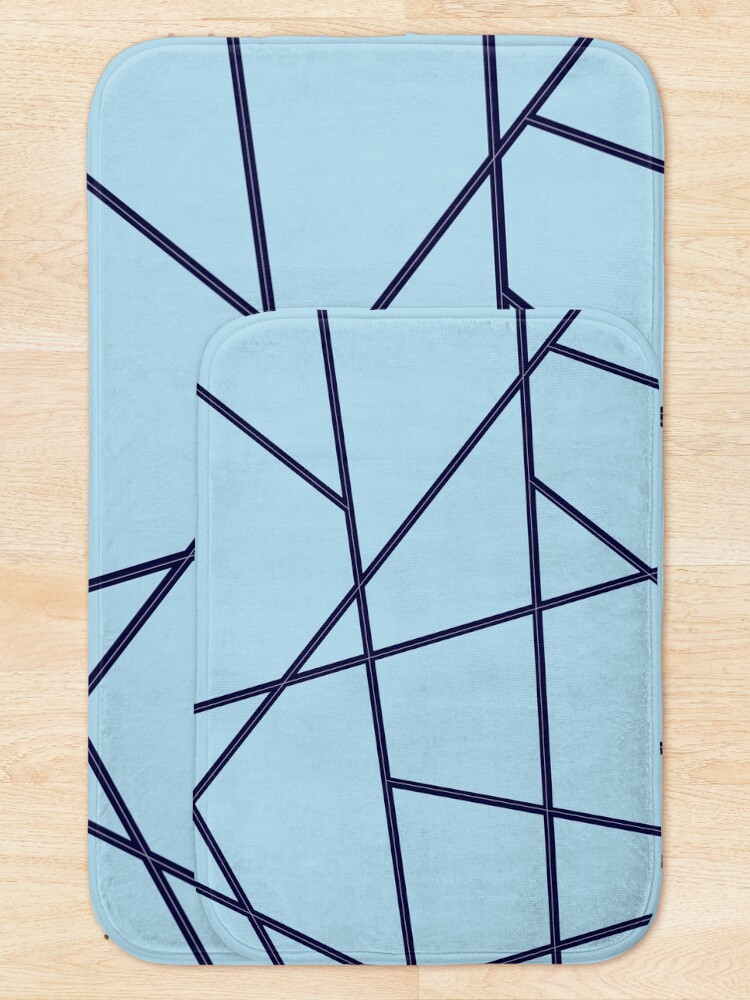 Thumbnail 5 of 6, Bath Mat, Blue Abstract Lines Pattern designed and sold by Gevovs.