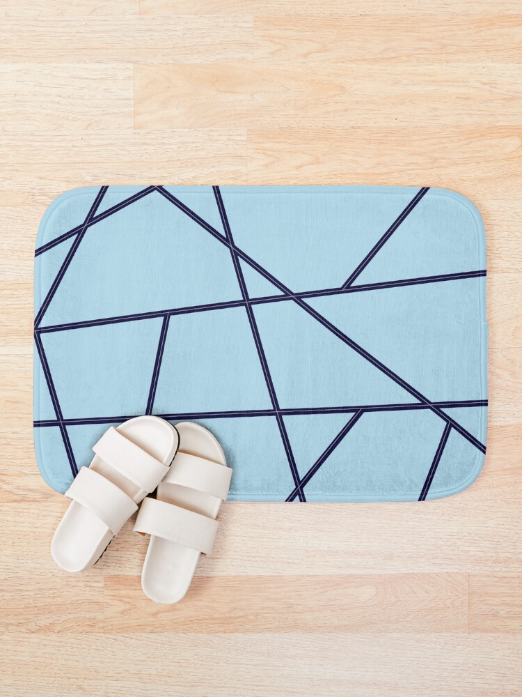 Thumbnail 1 of 6, Bath Mat, Blue Abstract Lines Pattern designed and sold by Gevovs.