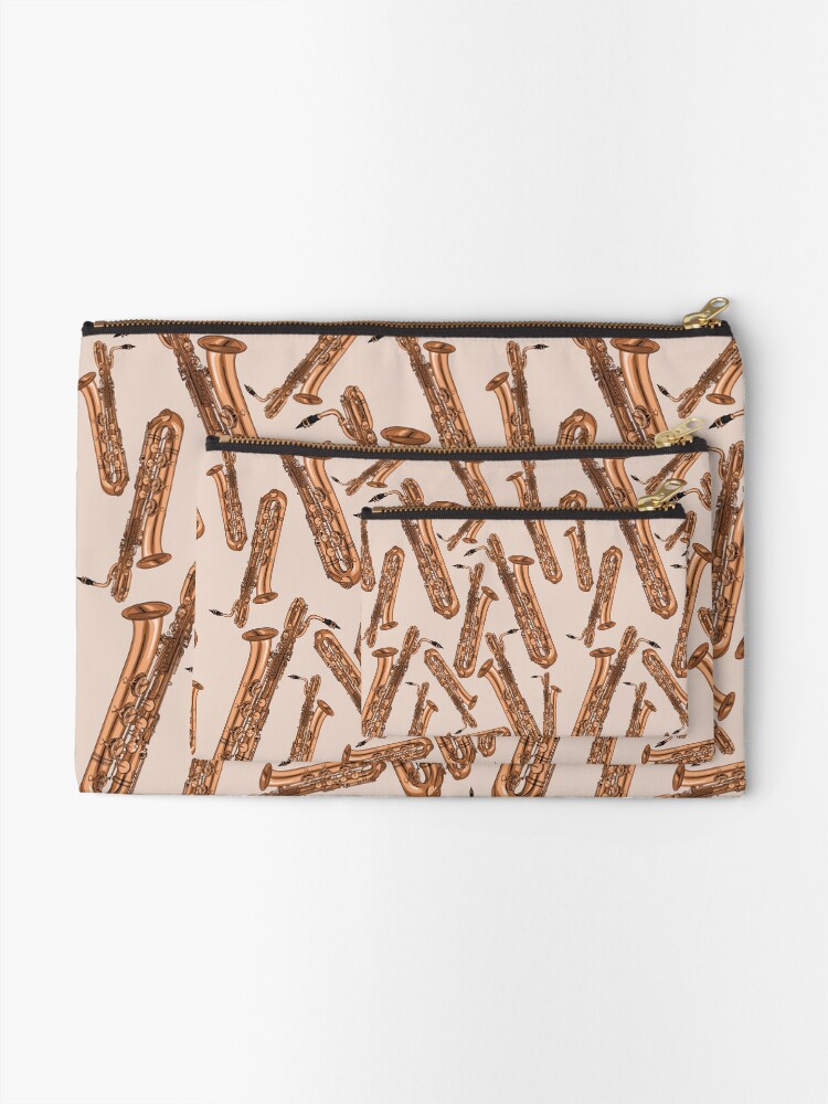 Alternate view of Baritone Saxophone Pattern Pink Zipper Pouch